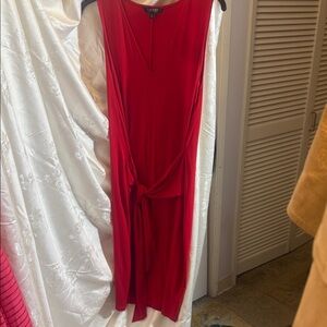 Lauren Ralph Lauren Red Tie-Waist Midi Dress
